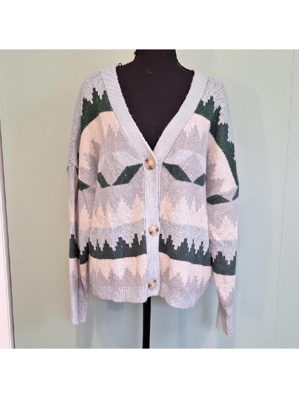 C&C California Green And Blue Sweater Size Large
